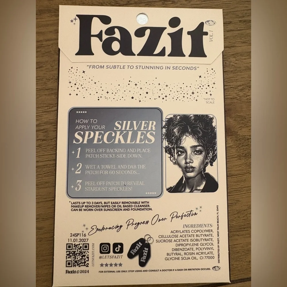 Fazit Silver Speckles Makeup Patches/Glitter Freckles, Pack of 6 NEW
